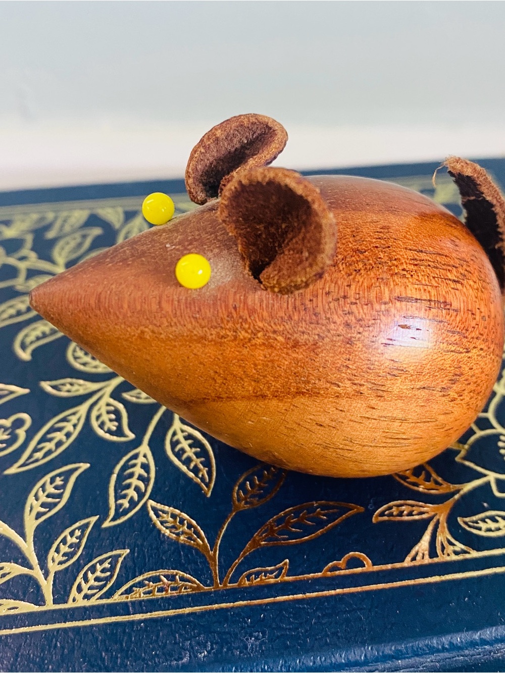 Vintage Mid Century Modern Danish Teak Wood Mouse Figurine - MCM